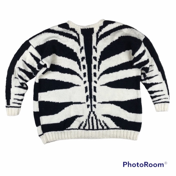 Hand Knit Black White Zebra Sweater - Picture 10 of 10